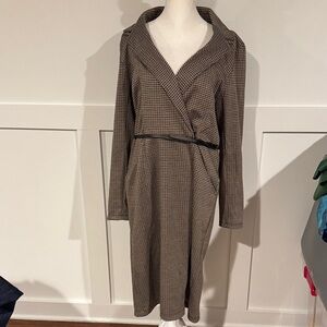 Max studio Elegant Brown Houndstooth Women's Dress